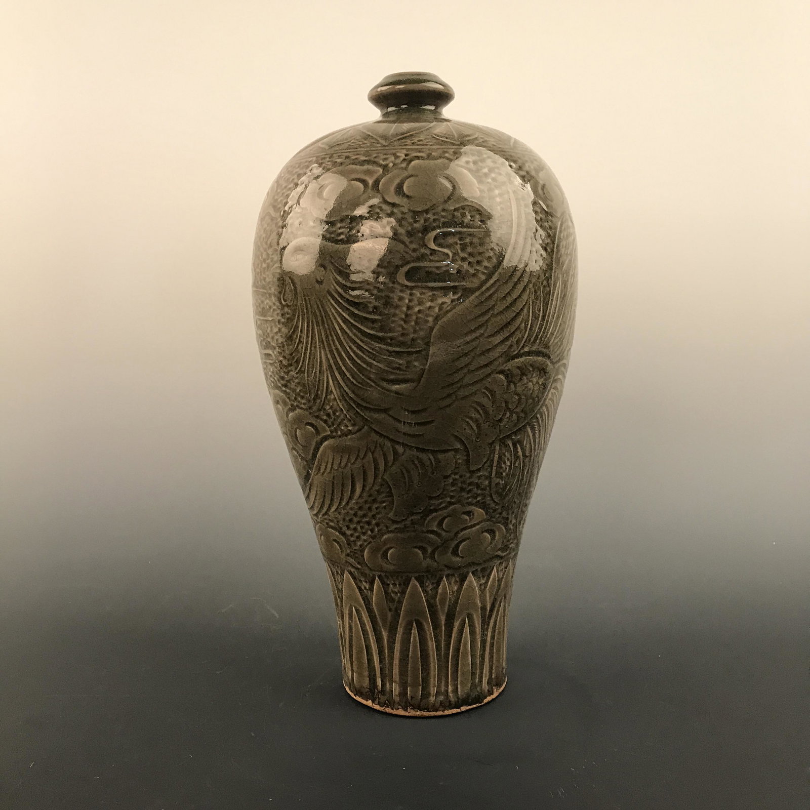Chinese Yaozhou Kiln Meiping Vase: Chinese Yaozhou Kiln Meiping Vase 13'' H, 6'' W; 3.4 lb Shipping: We are able to pack and ship this item to an address in the United States for $40.00 via UPS Ground or USPS Priority Mail. Tracking in