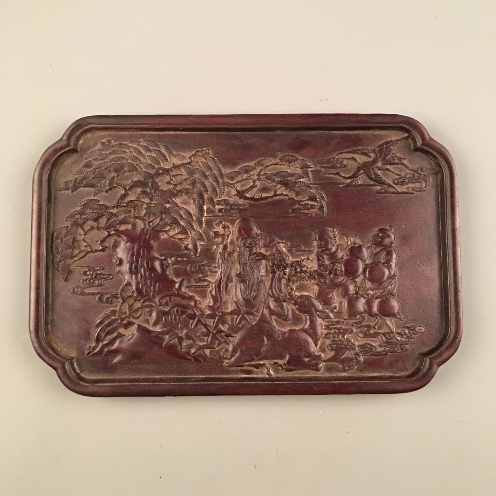 Chinese Hardwood Tray With Foodog Carving (1 of 9)