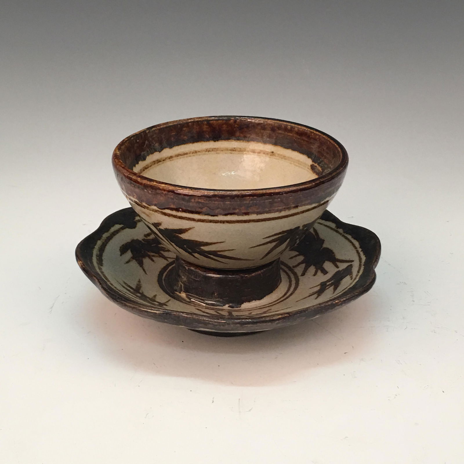 Chinese Cizhou Kiln Teacup Set (1 of 6)