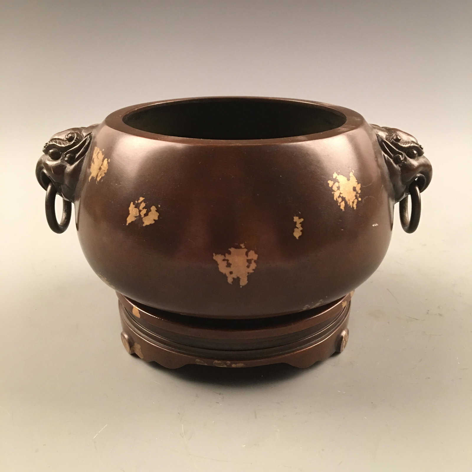 Chinese Bronze Gilt Dots Censer, Double 'Rui Shou' (1 of 9)