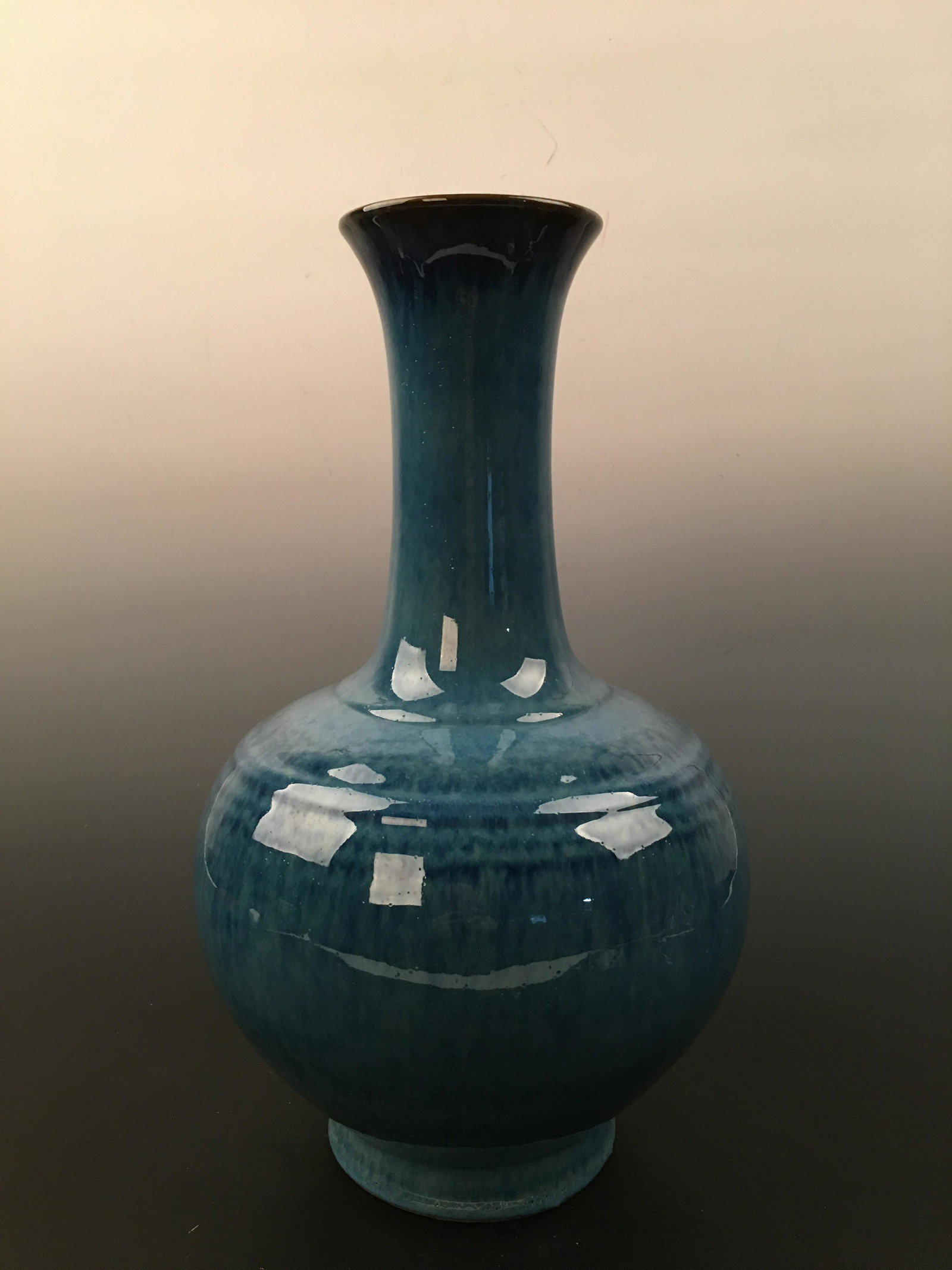 Chinese Blue Glazed Porcelain Vase: Chinese Blue Glazed Porcelain Vase 15-3/4'' H, 9'' W; 9 lb Shipping: We are able to pack and ship this item to an address in the United States for $45 via UPS Ground or USPS Priority Mail. Tracking in