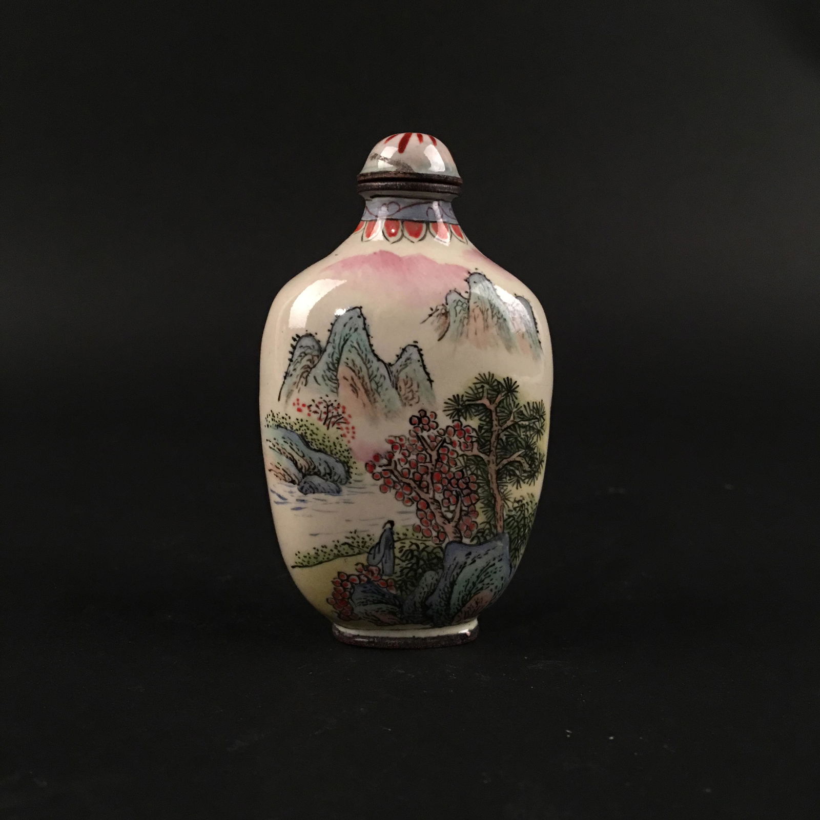 Chinese 'Landscape' Snuff Bottle, Qianlong Mark: Chinese 'Landscape' Snuff Bottle, Qianlong Mark 3'' H, 1-3/4'' W; 56 g Shipping: We are able to pack and ship this item to an address in the United States for $20.00 via UPS Ground or USPS Priority Ma