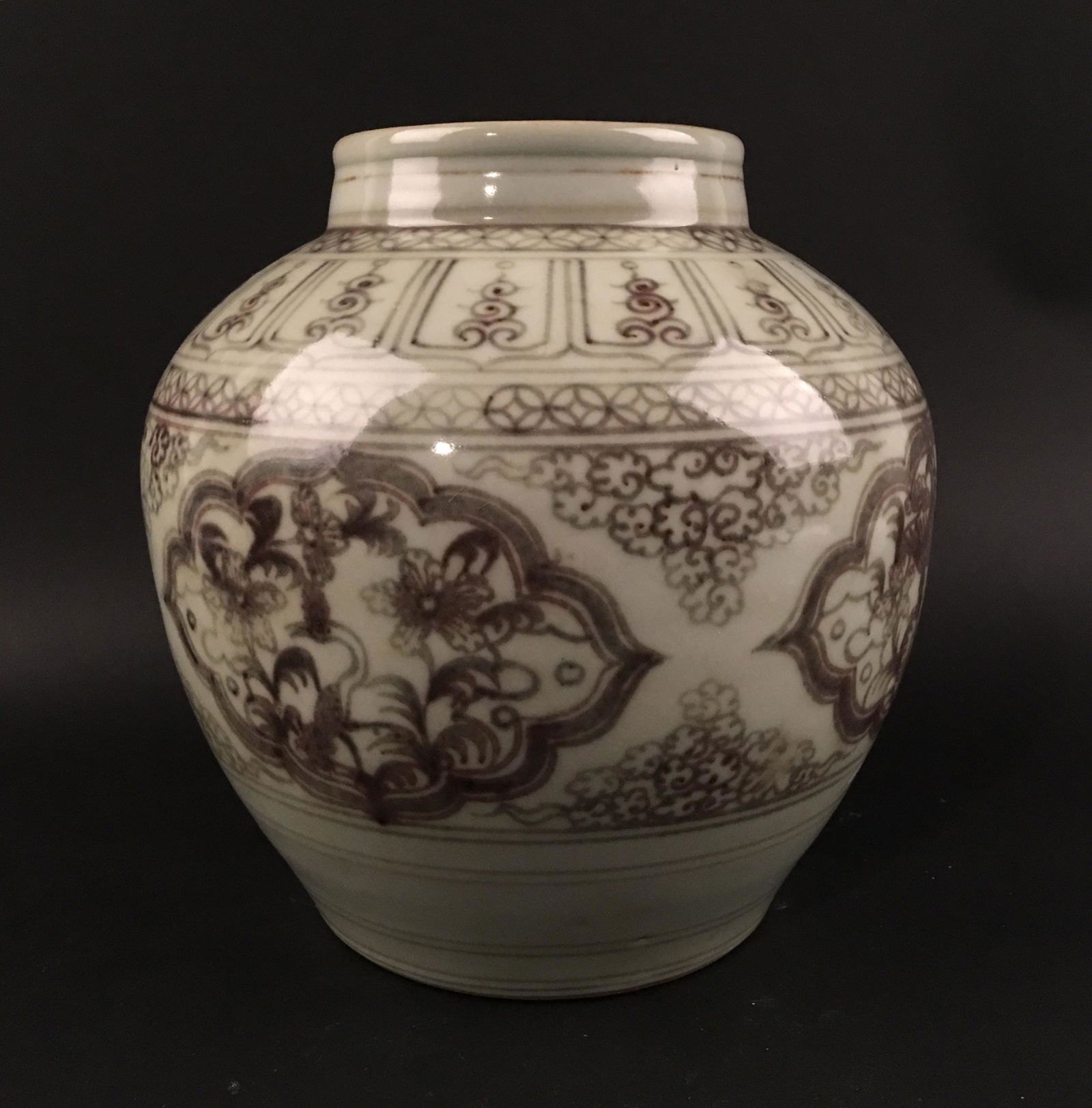 Chinese Copper Red 'Floral' Jar (1 of 5)