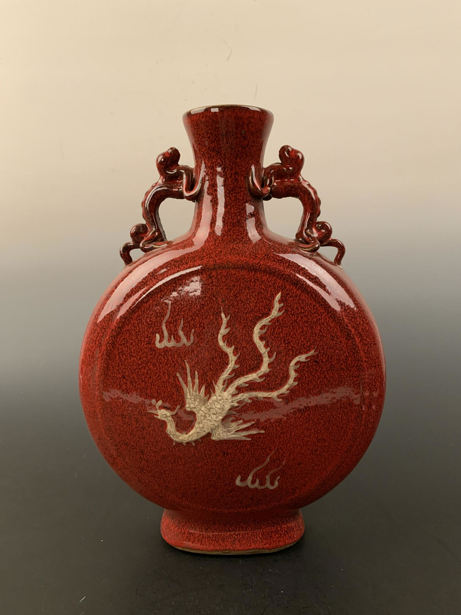 Chinese Red Glazed Phoenix Dragon Vase (1 of 8)