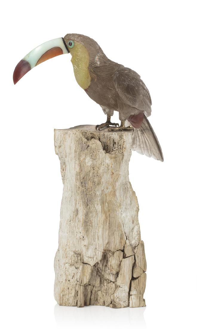 A carved hardstone figure of a toucan Marked for Peter (1 of 2)