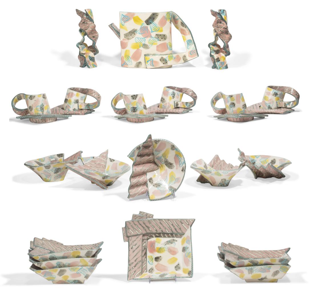 A Carol McNicoll glazed pottery service late 20th (1 of 2)