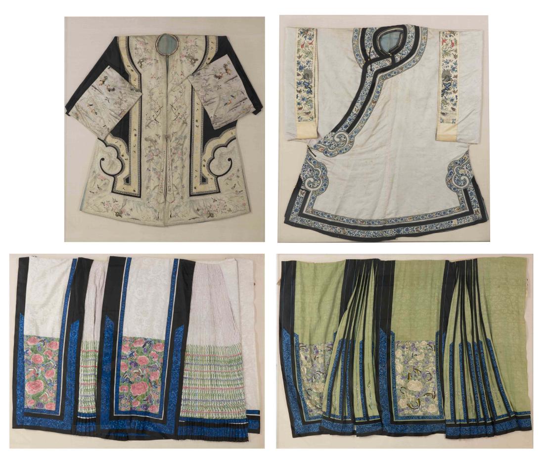 A four piece group of Chinese embroidered silk garments (1 of 2)