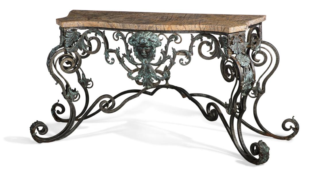 A Rococo style bronze and wrought iron console post (1 of 3)