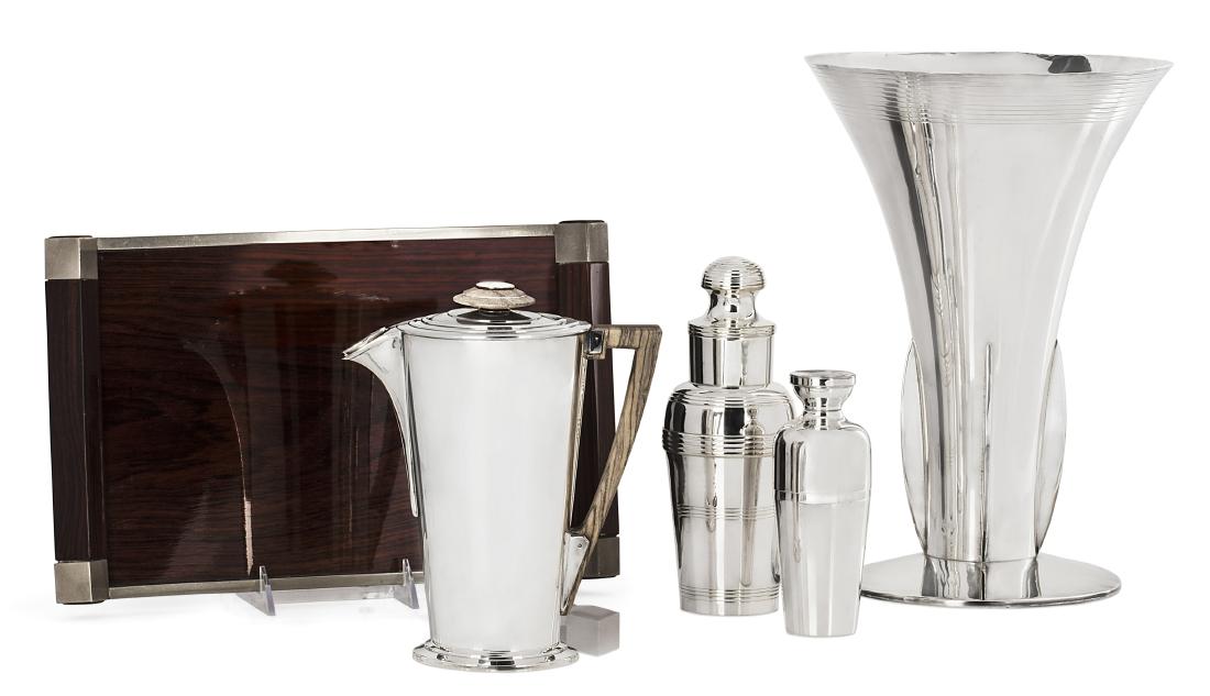 A collection of five Art Deco silverplate tablewares By (1 of 2)