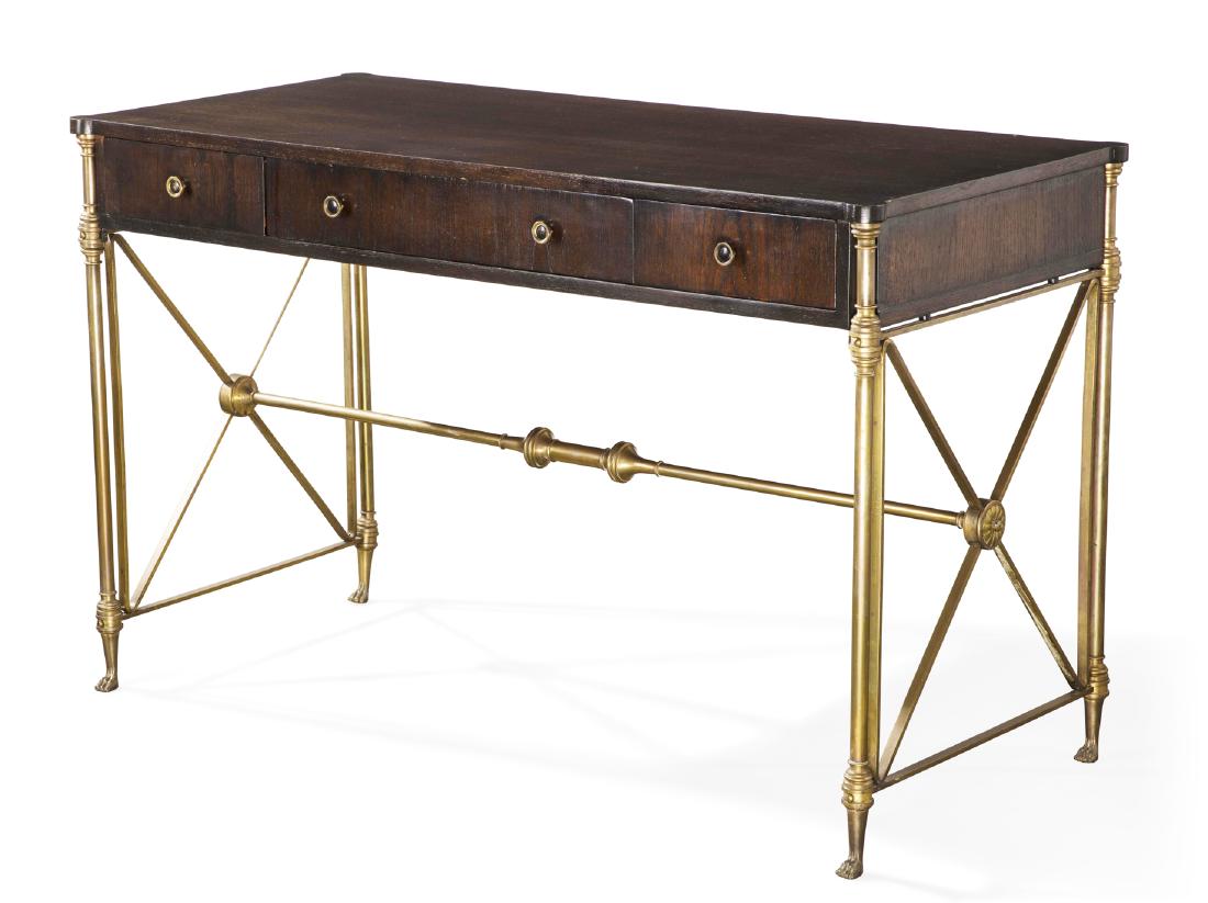 A Kittinger brass and mahogany writing table (1 of 3)