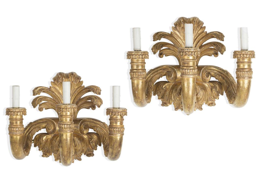 Pair of Neoclassical style giltwood wall sconces (1 of 1)
