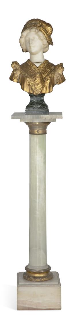 A marble and bust of a woman on onyx pedestal (1 of 2)