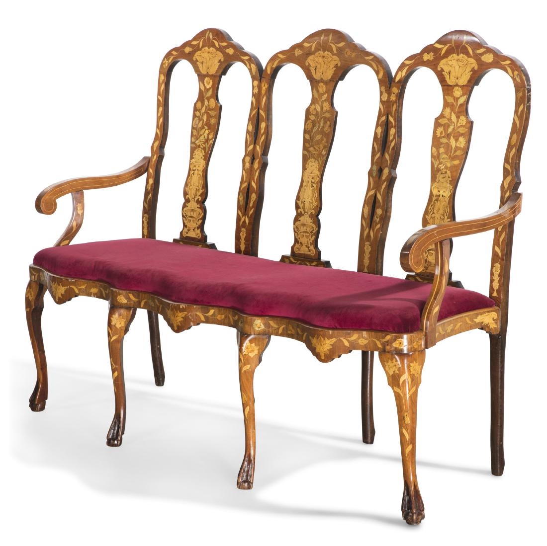 A Dutch Rococo style triple chair back settee (1 of 3)