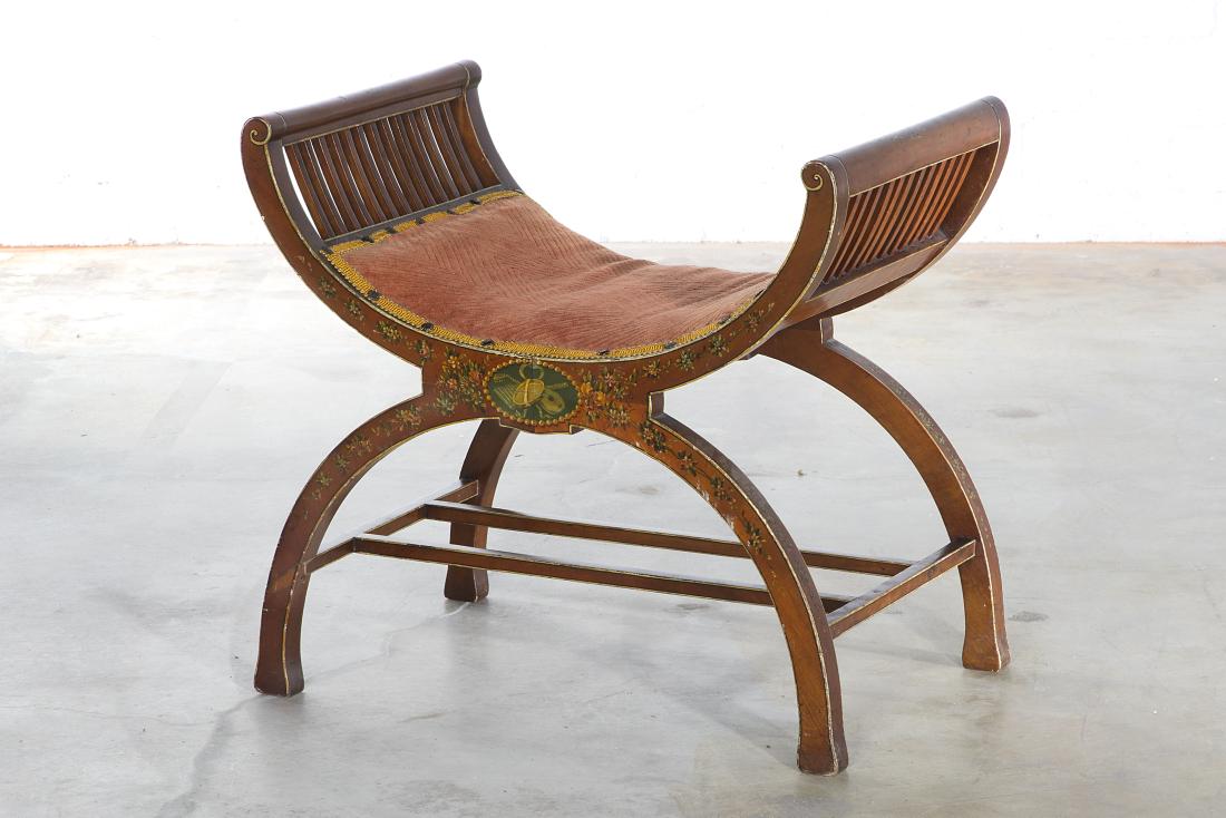 A Neoclassical style paint decorated curule stool (1 of 1)