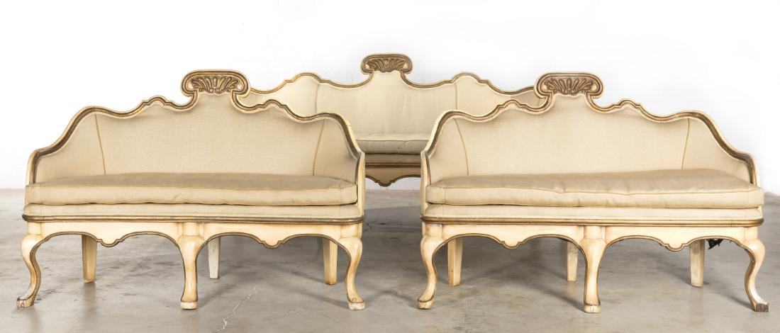 Three Italian Baroque style painted settees (1 of 4)