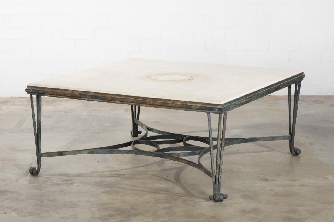 An iron and composition low garden table, modern (1 of 1)