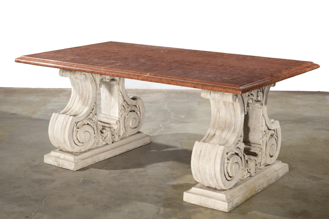 A Neoclassical style marble & stone garden table (1 of 1)