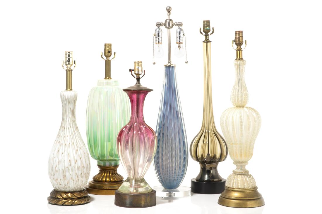 A group of six Murano glass lamps post 1950 (1 of 1)