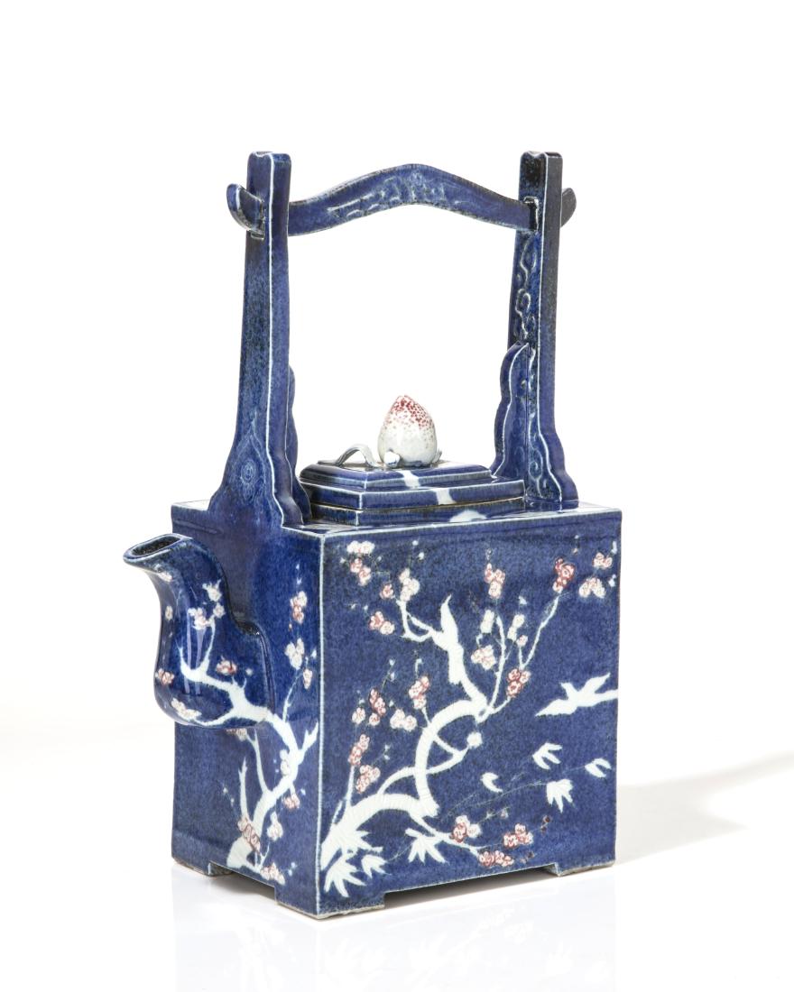 An oversized Japanese blue glazed ceramic teapot (1 of 4)