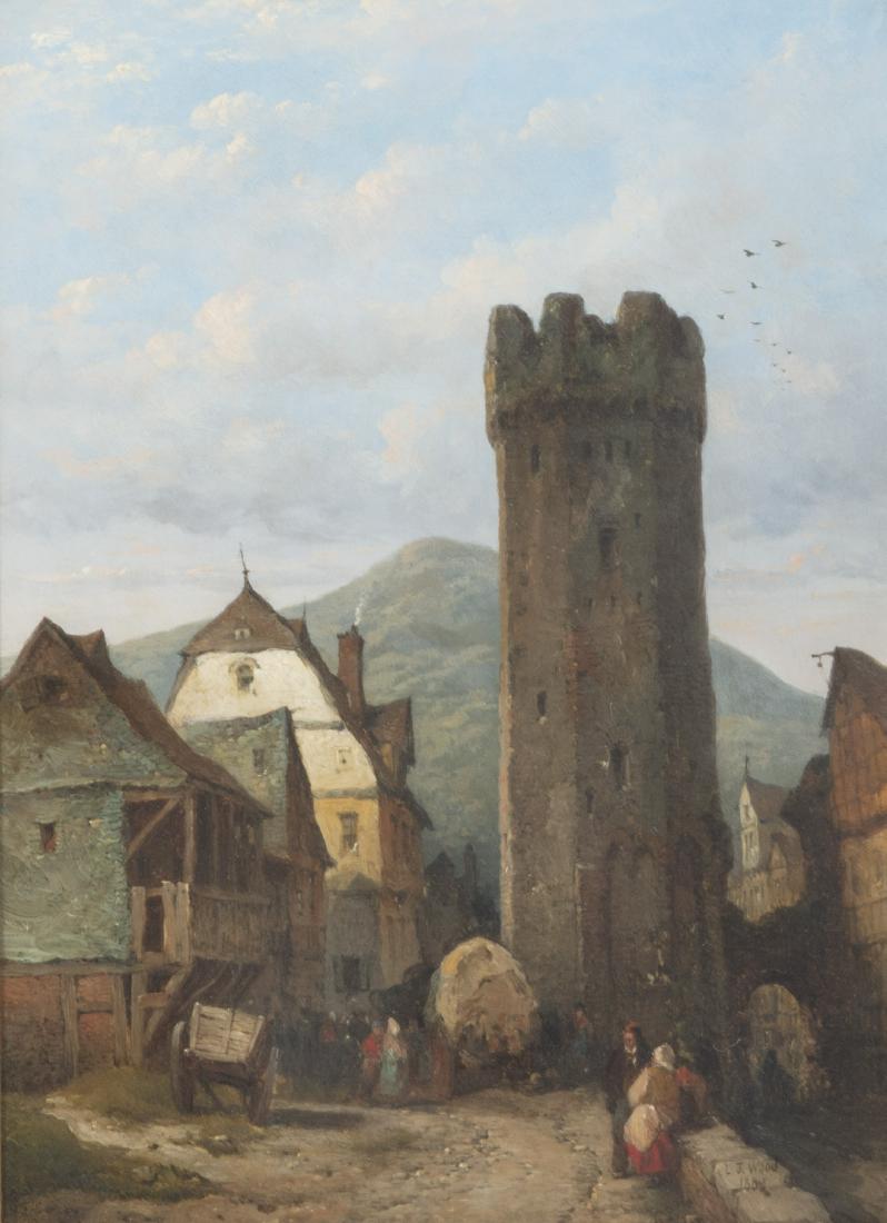 Lewis John Wood, Braubach on the Rhine: Lewis John Wood (British, 1813-1901) Braubach on the Rhine oil on canvas signed lower right and dated 1883 16 x 12in (41 x 12.5cm)