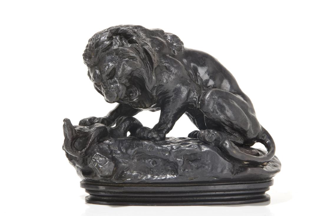 After Bayre, bronze figure of a lion and a snake (1 of 4)