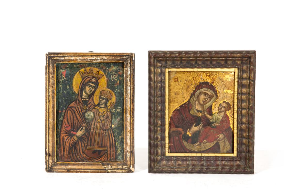 Two Eastern Orthodox painted icons, 19th century (1 of 4)