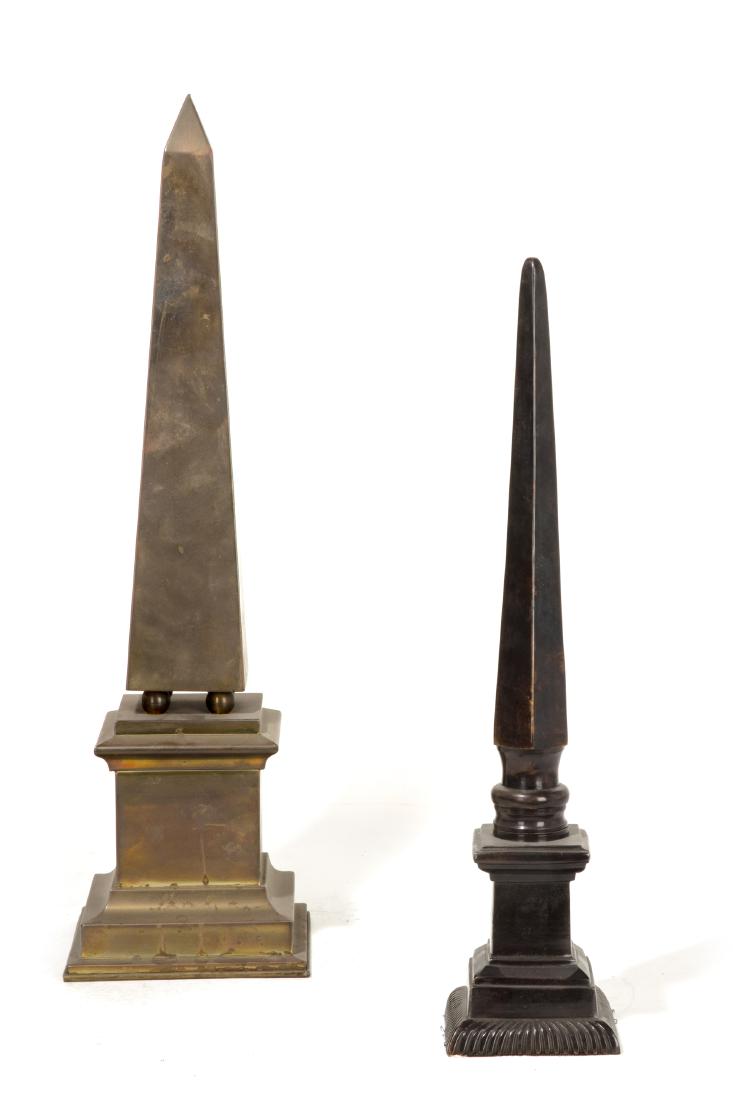 Two patinated metal obelisks (1 of 2)