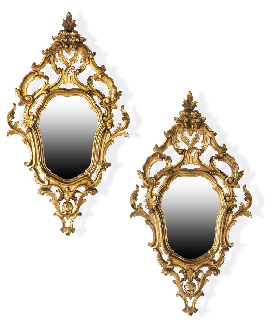 A pair of Italian Rococo style giltwood mirrors (1 of 2)
