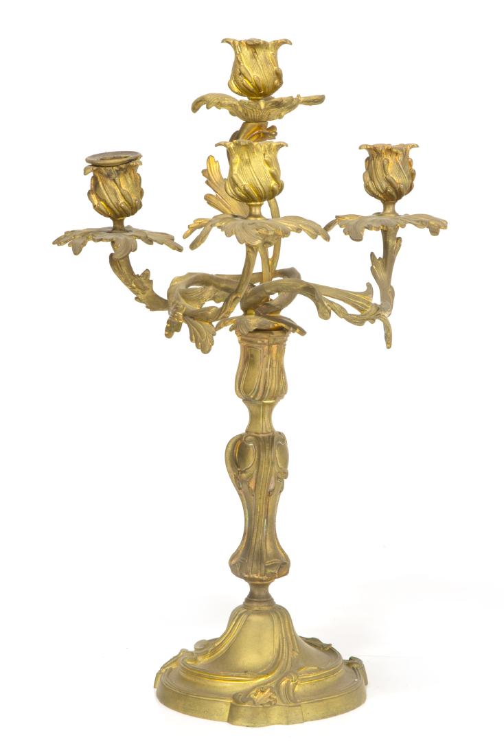 Louis XV style gilt bronze four light candelabrum (1 of 3)