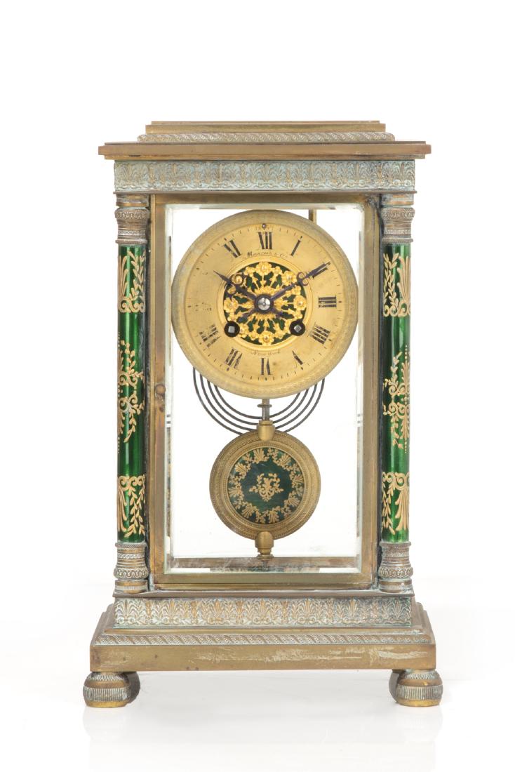 French enameled bronze mantel clock, 19th century (1 of 3)