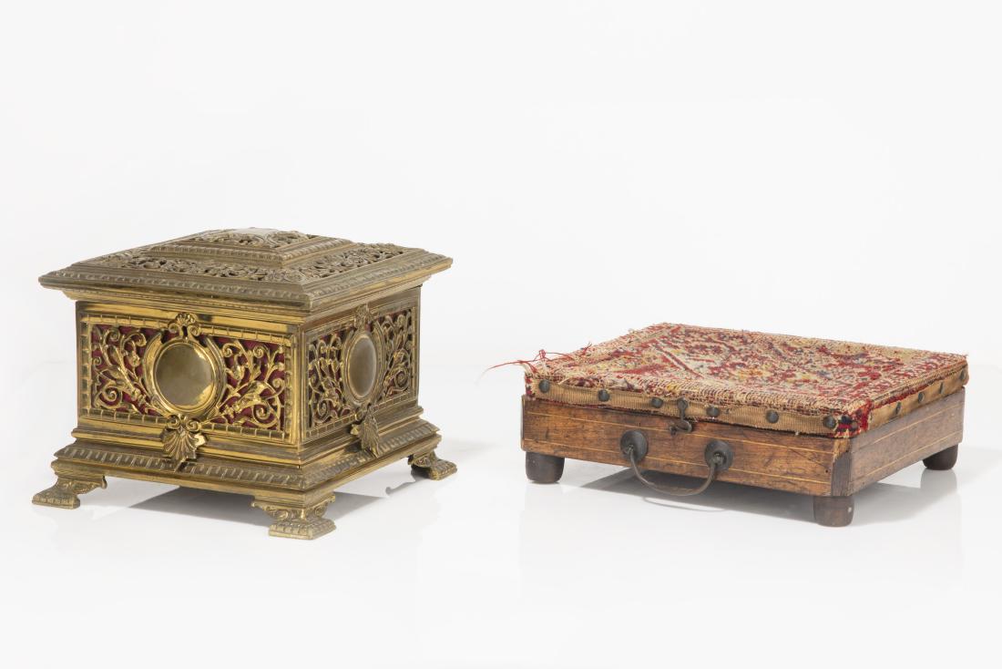 A Continental lacquered bronze table box (1 of 3)