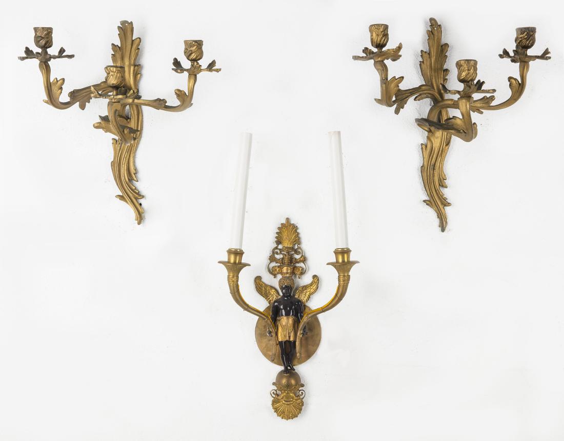A pair of Louis XV style gilt bronze  wall lights (1 of 2)