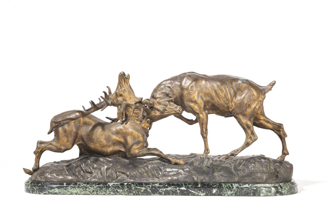 After Cartier, bronze group of stags: The Rutt (1 of 3)