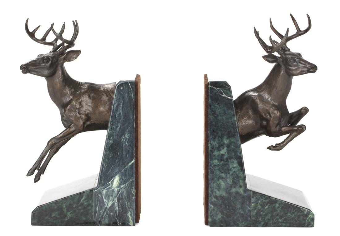 Joseph Krausz, bronze and marble stag bookends (1 of 3)