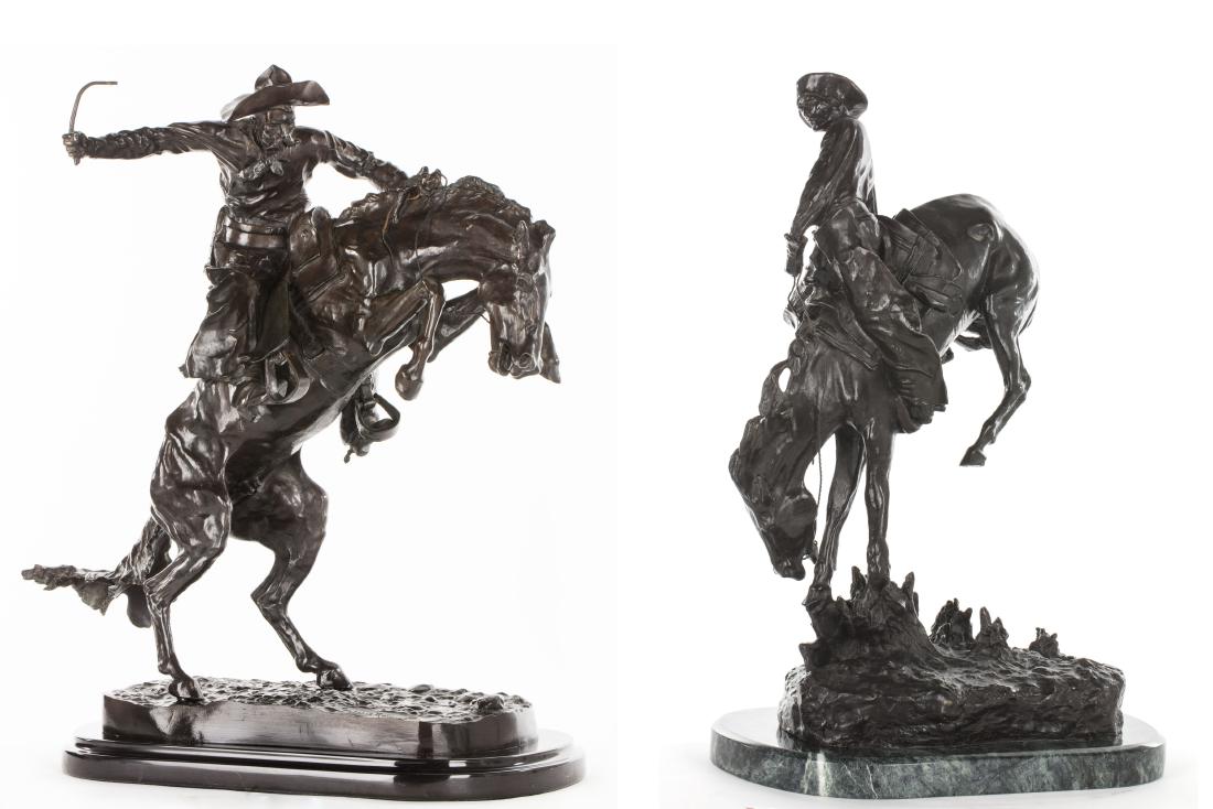 Two American patinated bronze figures of cowboys (1 of 2)