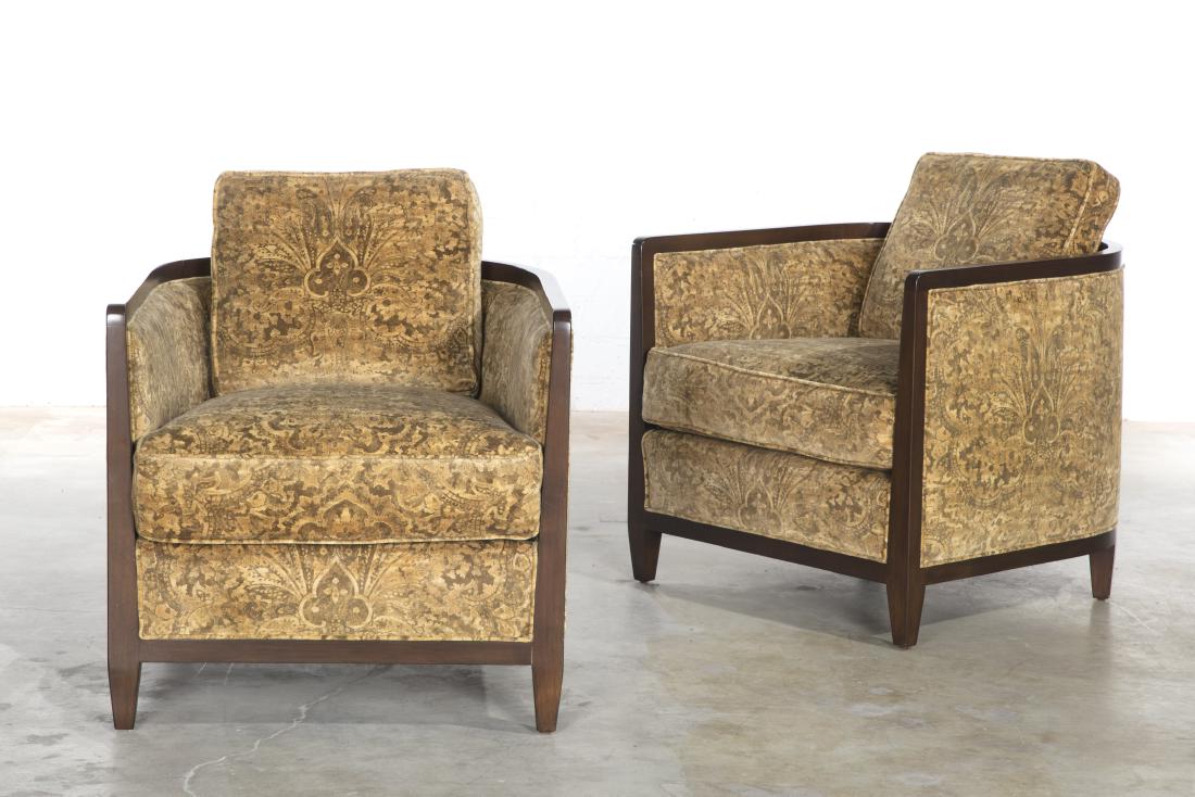 A pair of Art Deco style upholstered armchairs (1 of 2)