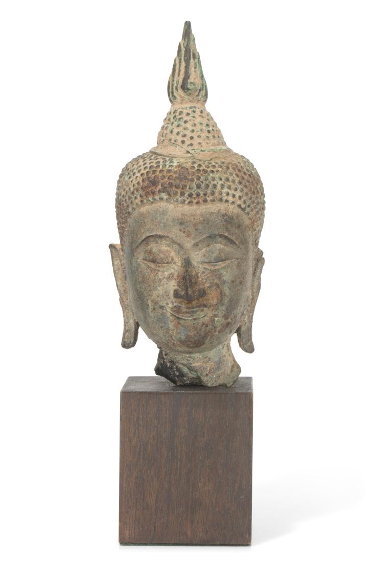 Thai copper alloy Buddha head, 15th/16th century (1 of 2)