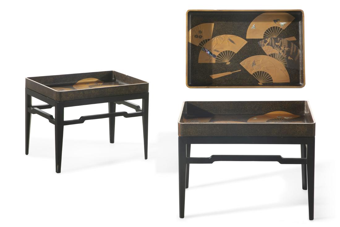 A pair of Japanese lacquered trays on stands (1 of 1)