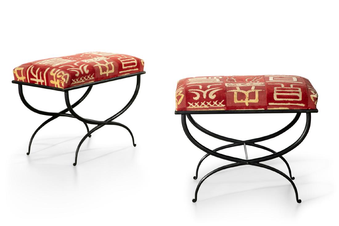 A pair of Pompeiian style wrought iron stools (1 of 1)