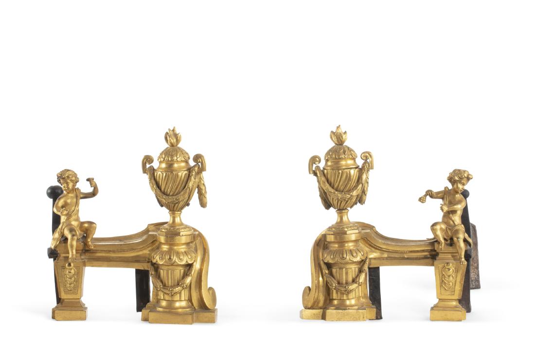 A pair of Louis XVI gilt bronze figural chenets (1 of 1)