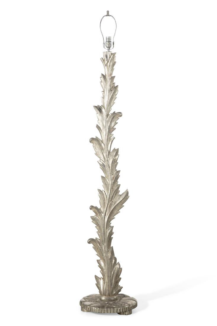 An Italian carved silvered wood floor lamp (1 of 1)