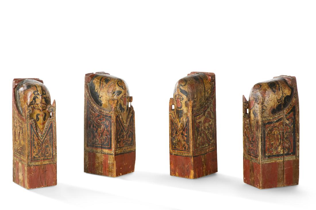 Four Continental Baroque painted carved corbels (1 of 5)