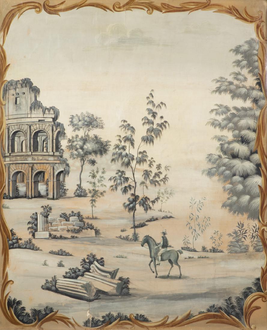 A Continental painted wallpaper panel (1 of 3)