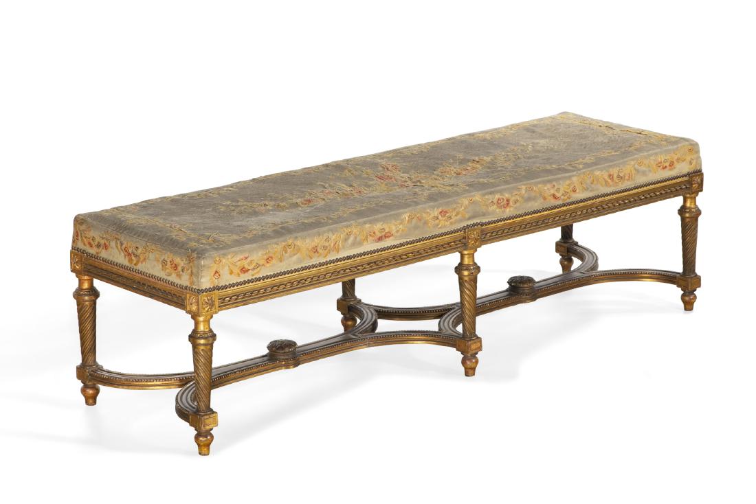 A Louis XVI style carved giltwood window bench (1 of 1)