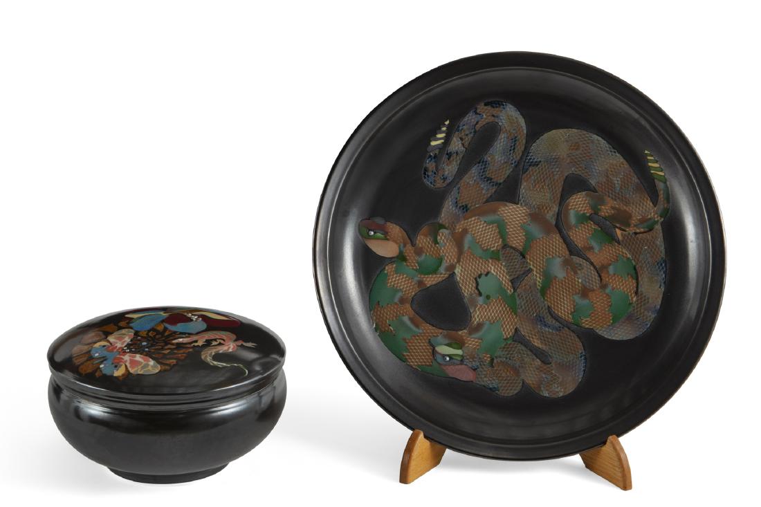 Two large Victor Babu glazed ceramic vessels (1 of 3)