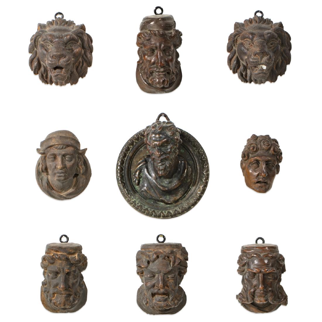 Nine Italian Renaissance style heads and masks (1 of 1)