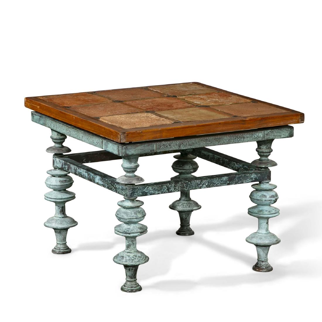 An Italian terracotta and verdigris bronze table (1 of 3)