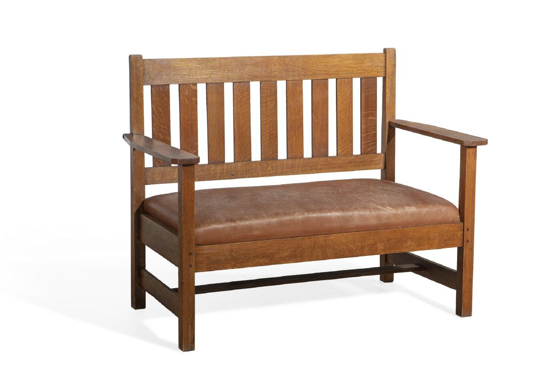 An Arts & Crafts oak settee  Barber Bros. (1 of 2)