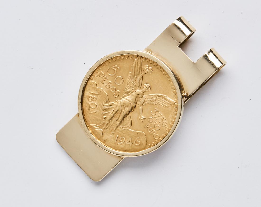1946 50 peso Mexican gold coin money clip (1 of 1)