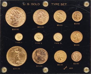 Approximately 12 U. S. gold Type set: A group of approximately 12 U. S. gold Type set